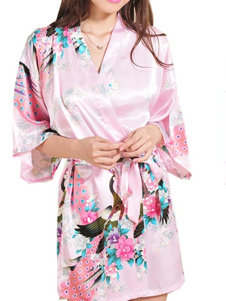 Women's Casual Floral Printed Morning Gown Robe