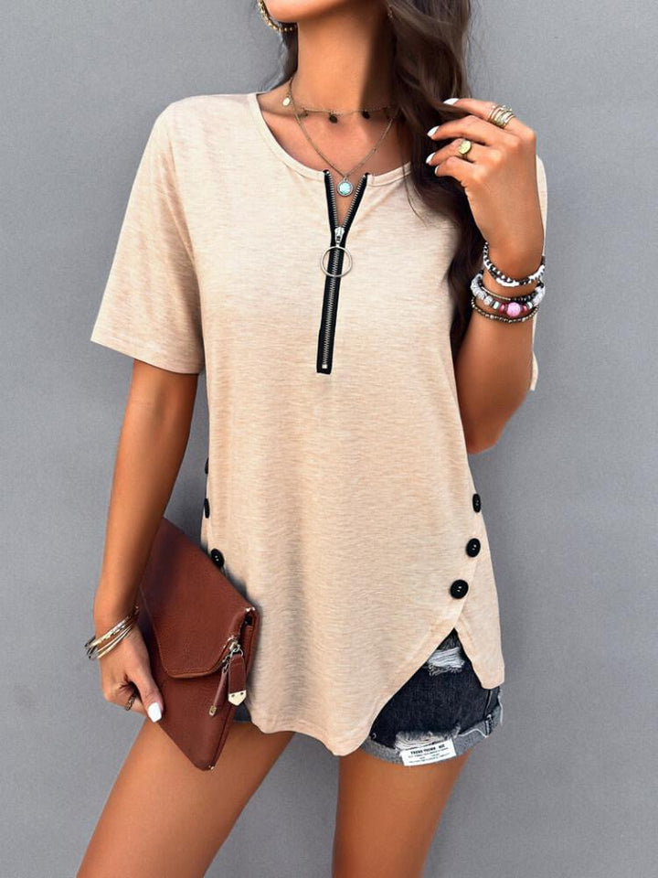 Women's Casual Solid Color Short Sleeve Top