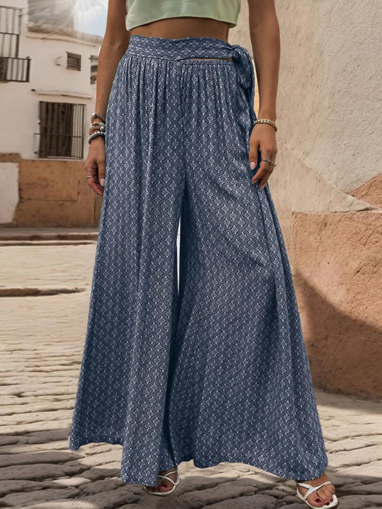 Lace-Up High-Waist Casual Trousers