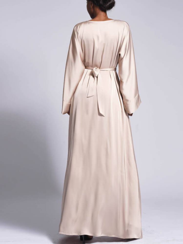 Women's Satin Rhinestone Loose Belt Dress