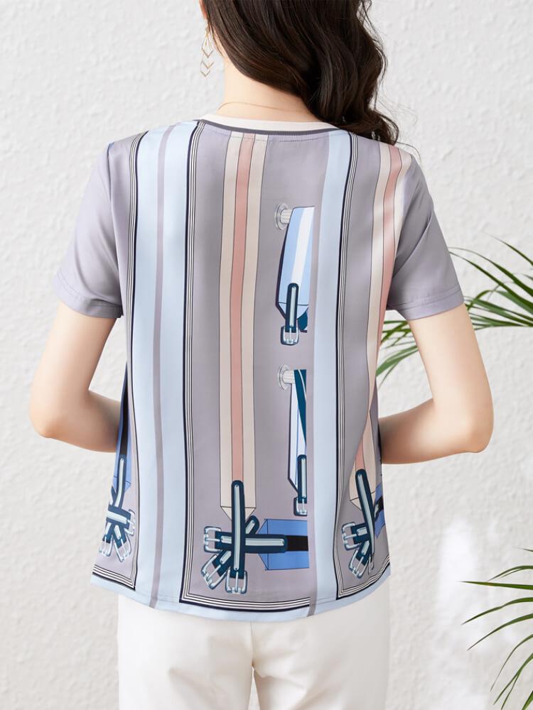 Women's Silk-Print Short-Sleeve T-Shirt
