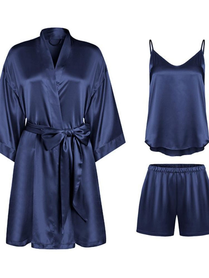 Women's Silk Sling Shorts Three-Piece Nightwear