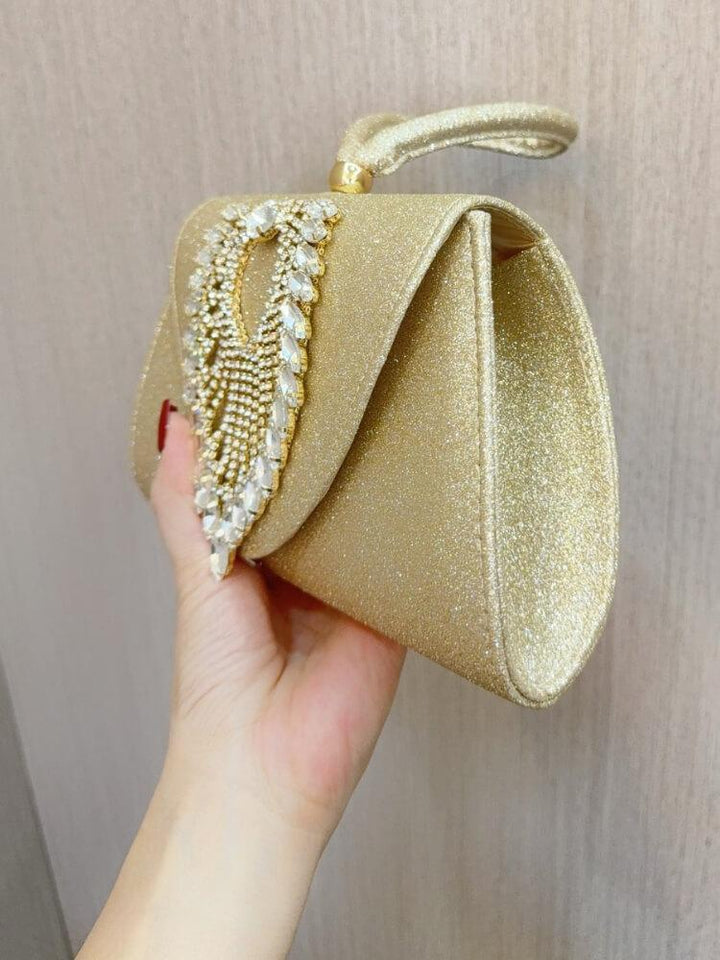 Diamond-encrusted Golden Handbag