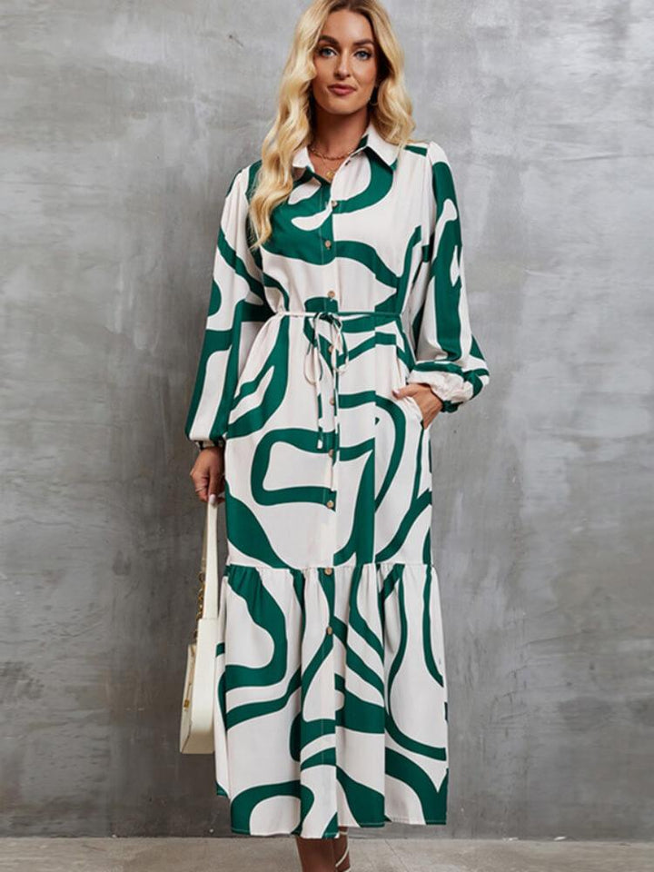 Women's Long Sleeve Lapel Midi Dress