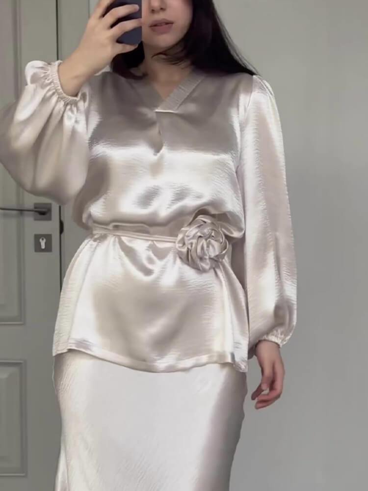 Elegant Lace-Up Shirt Dress Sets