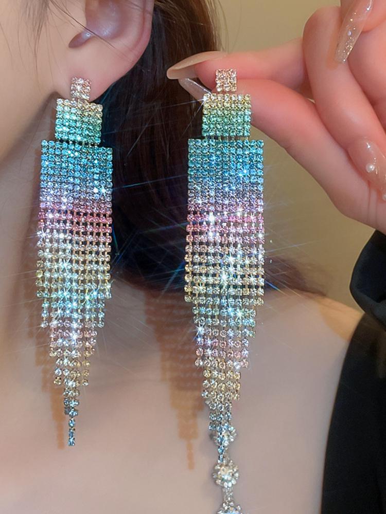 Gradient Color Tassel Earrings