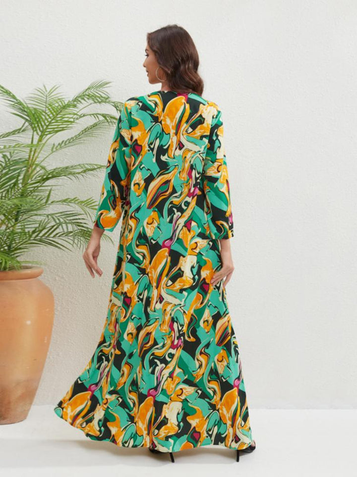 Women's Elegant Printed Long Sleeve Jalabiya