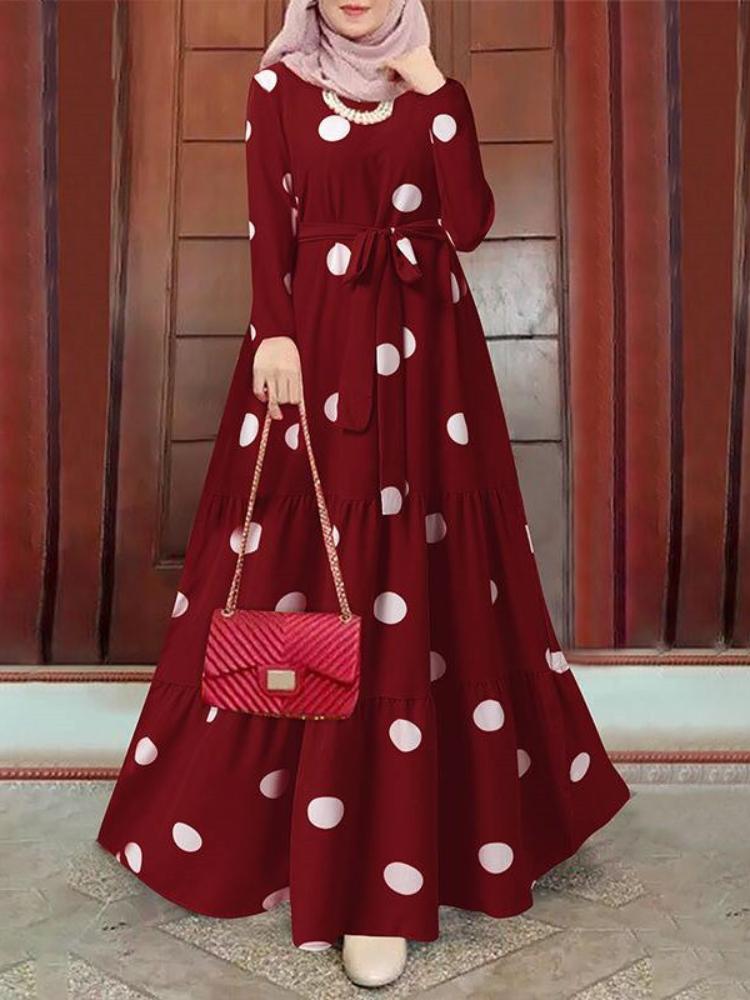 Women's Casual Polka Dot Print Maxi Dress