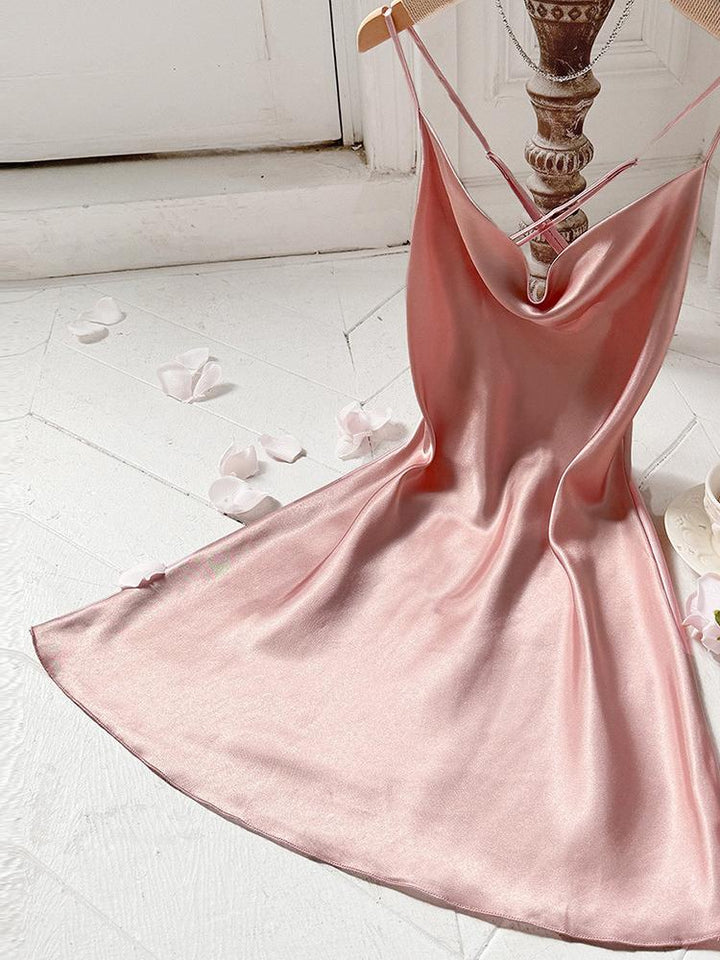 Casual Solid Color Short Halter Nightgown