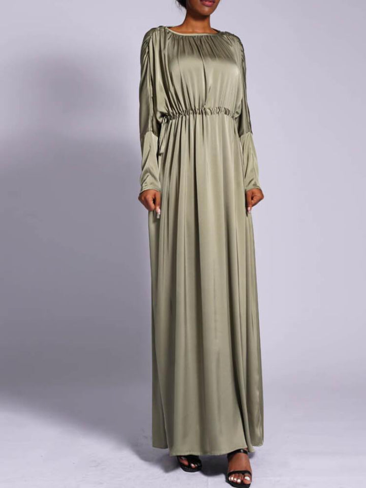Women's Solid Color Batwing Sleeve Maxi Dress