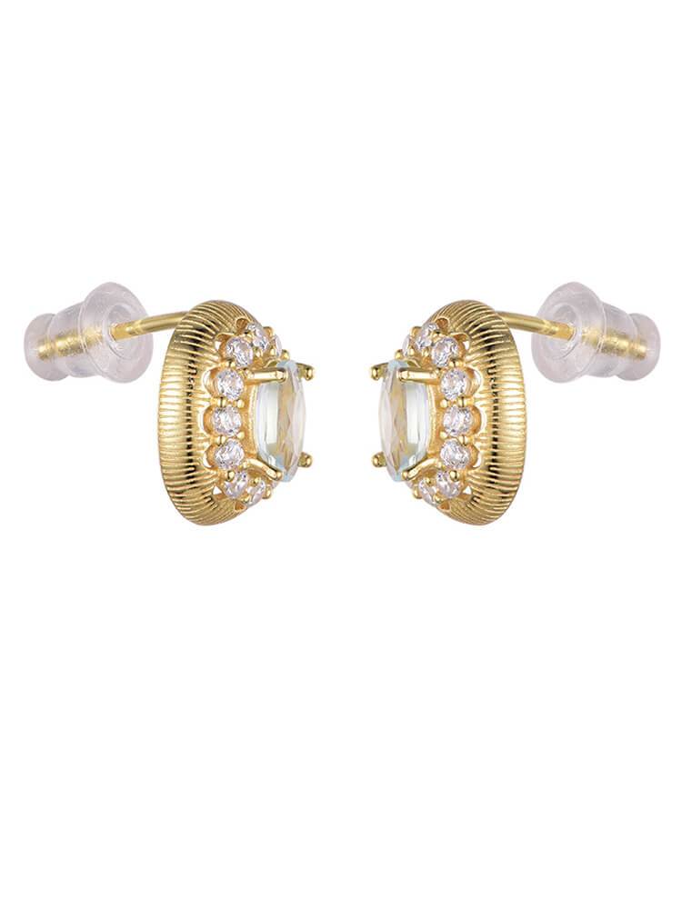 925 Silver Aquamarine Zircon Stud Earrings