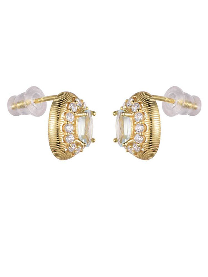 925 Silver Aquamarine Zircon Stud Earrings