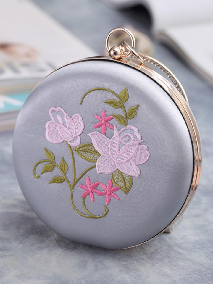 Flower Embroidered Evening Bag