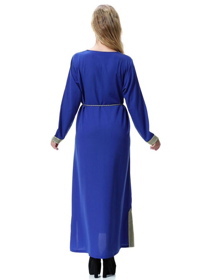 Solid Color Long Dress With Belt