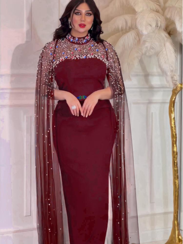 Arab Beaded Gauze Gown Dress
