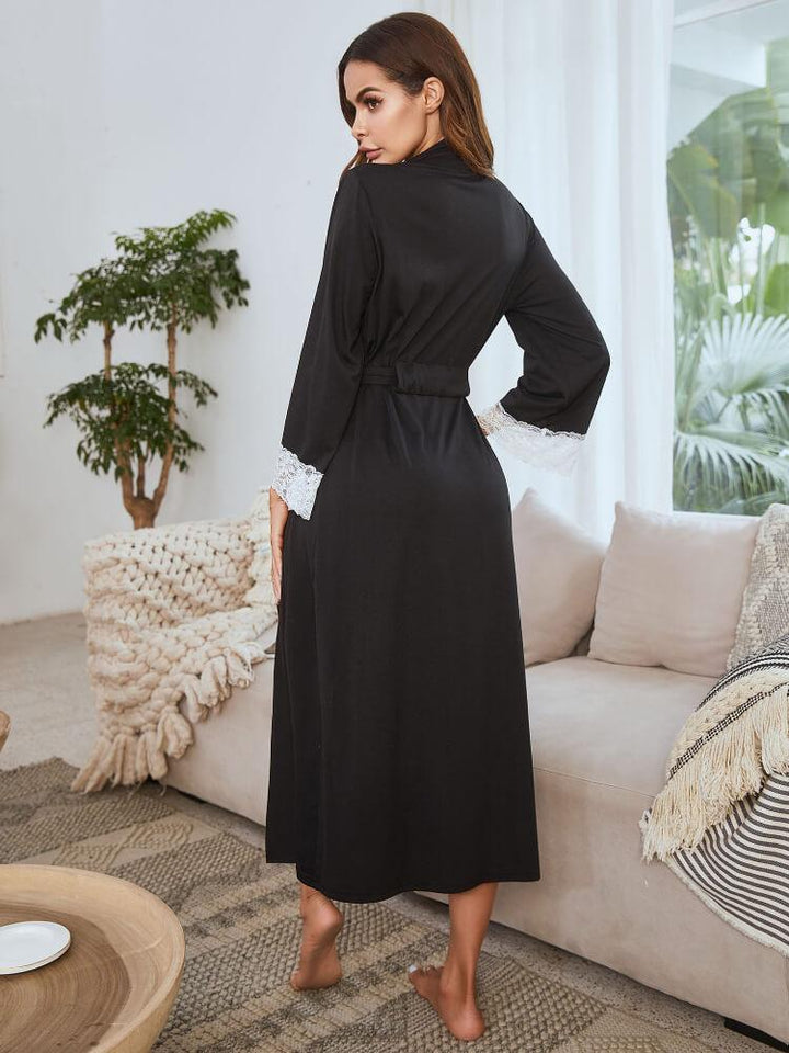 Long Sleeve Long Strap Bathrobe Nightgown