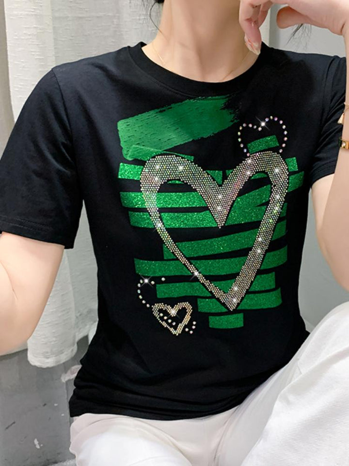 Heart Printed Short-Sleeve T-shirt