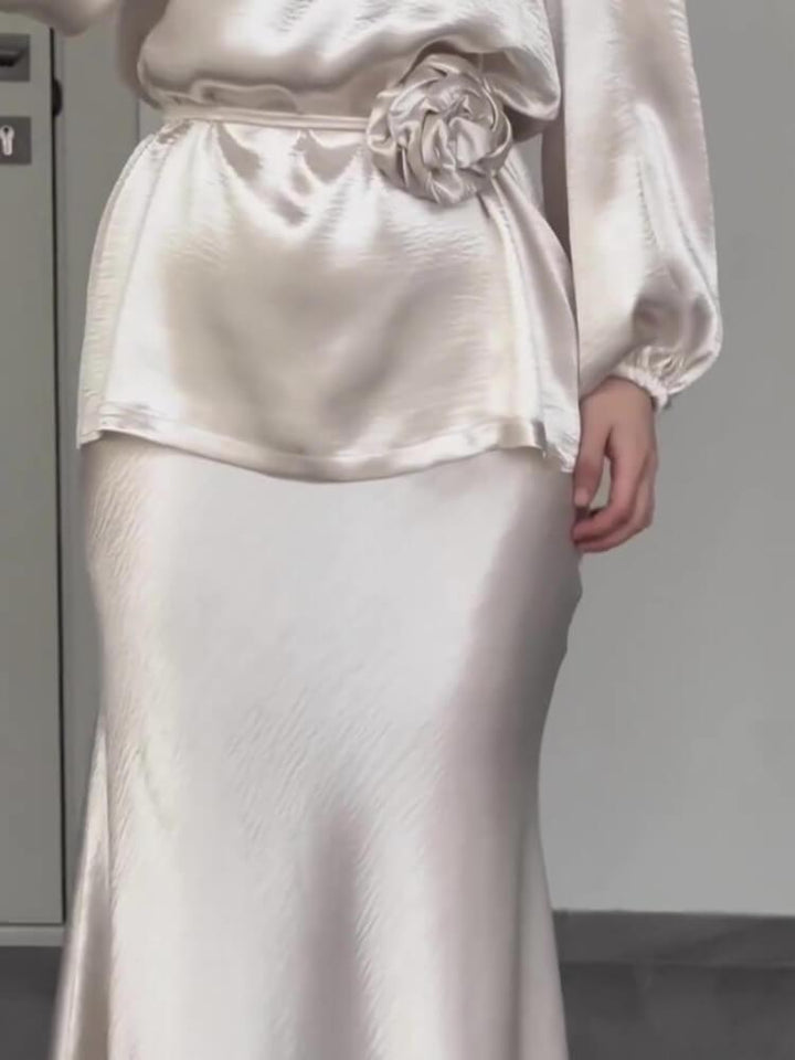 Elegant Lace-Up Shirt Dress Sets