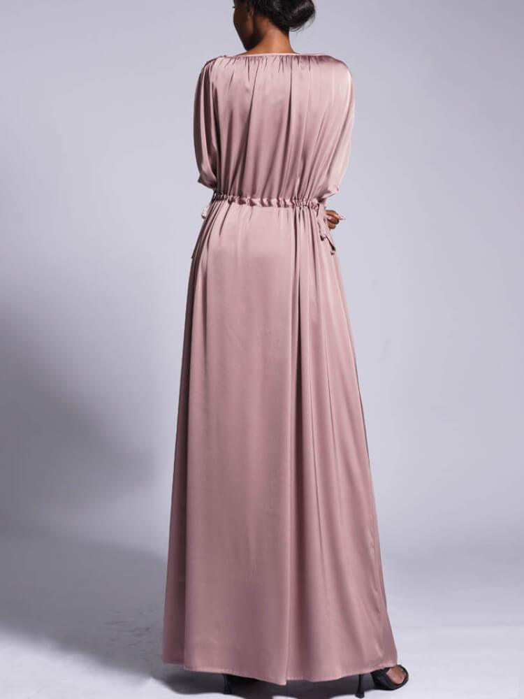 Women's Solid Color Batwing Sleeve Maxi Dress