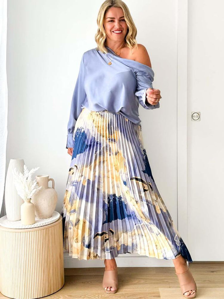 Premium Oil Print Pleated Skirt