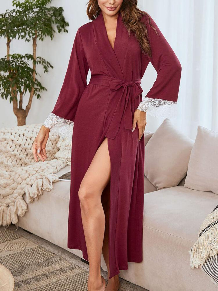 Long Sleeve Long Strap Bathrobe Nightgown