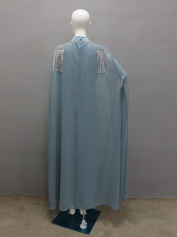 Sequin Tassel Rhinestone Robe Shawl Dress