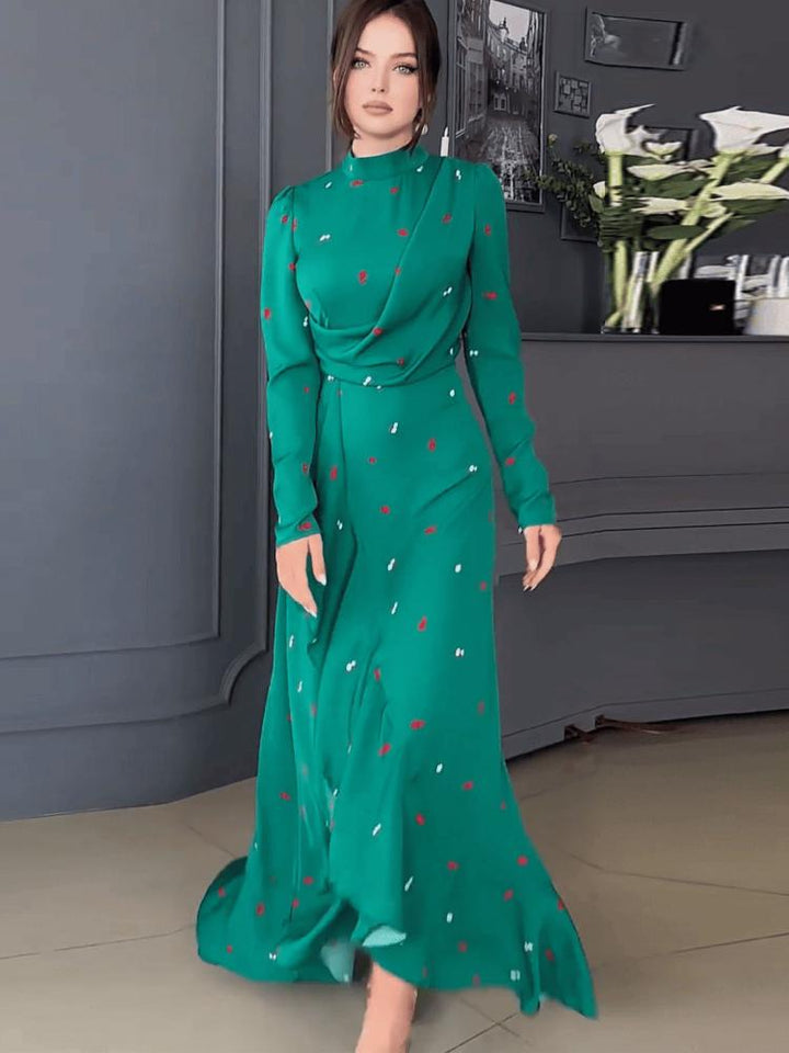 Floral Long Sleeve Ruffle Maxi Dress