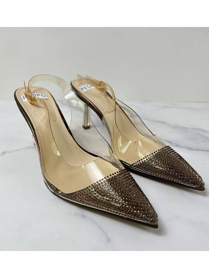 Women's Transparent Rhinestone High Heeled Sandals