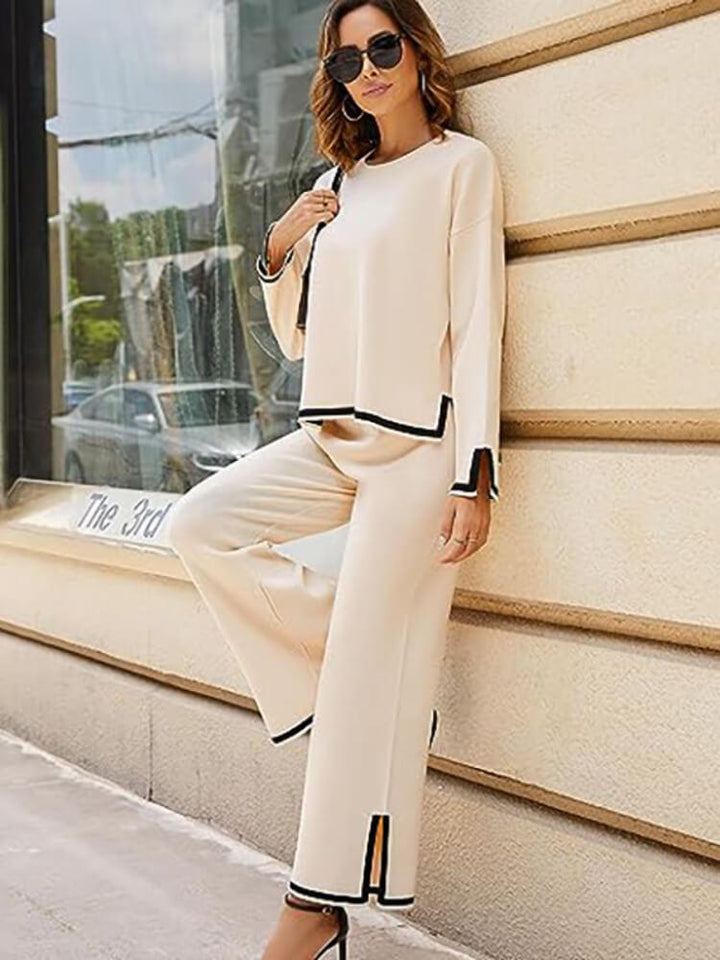 Knitted Sweater Wide Leg Pants Sets
