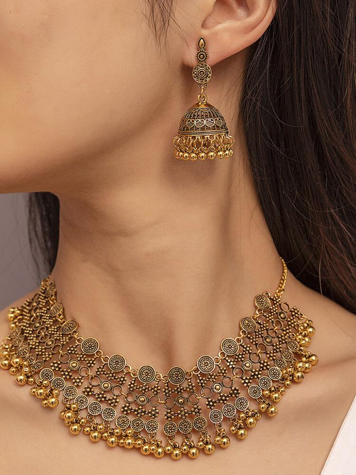 Ethnic Bohemian Necklace Earrings Jewelry Set