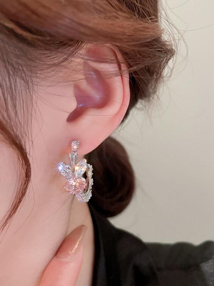 Silver Needle Geometric C-Shaped Earrings