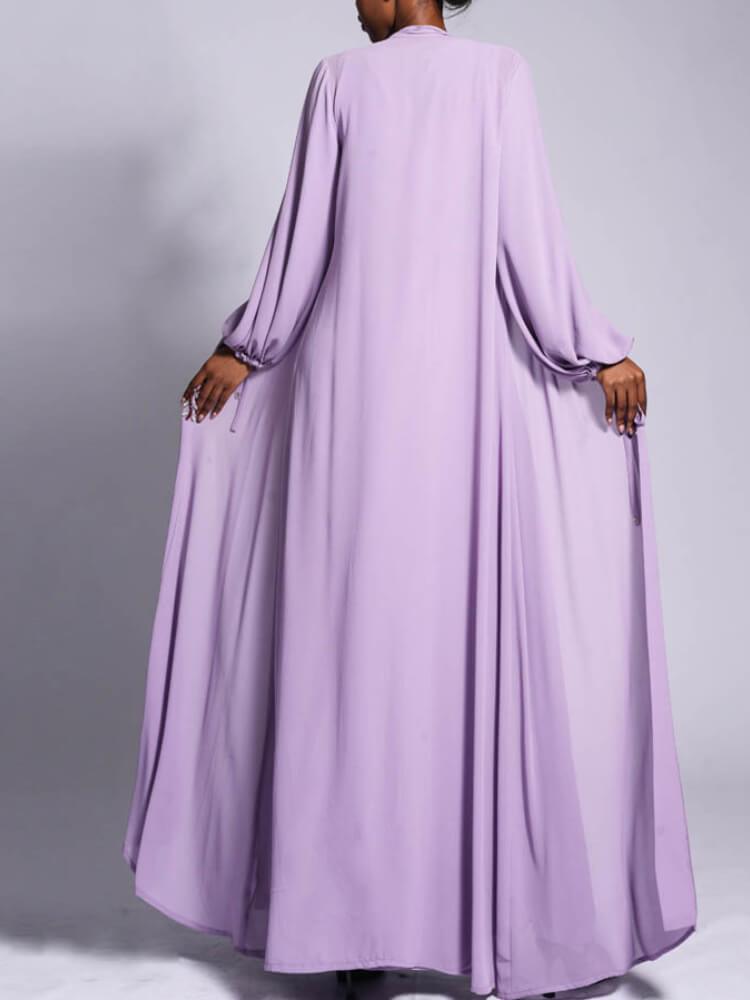 Women's Solid Color Rhinestone Chiffon Dress Set