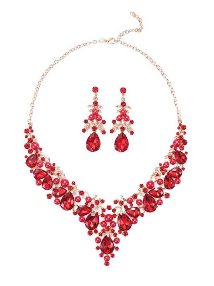 Pearl Necklace Water Drop Earrings Jewelry Set
