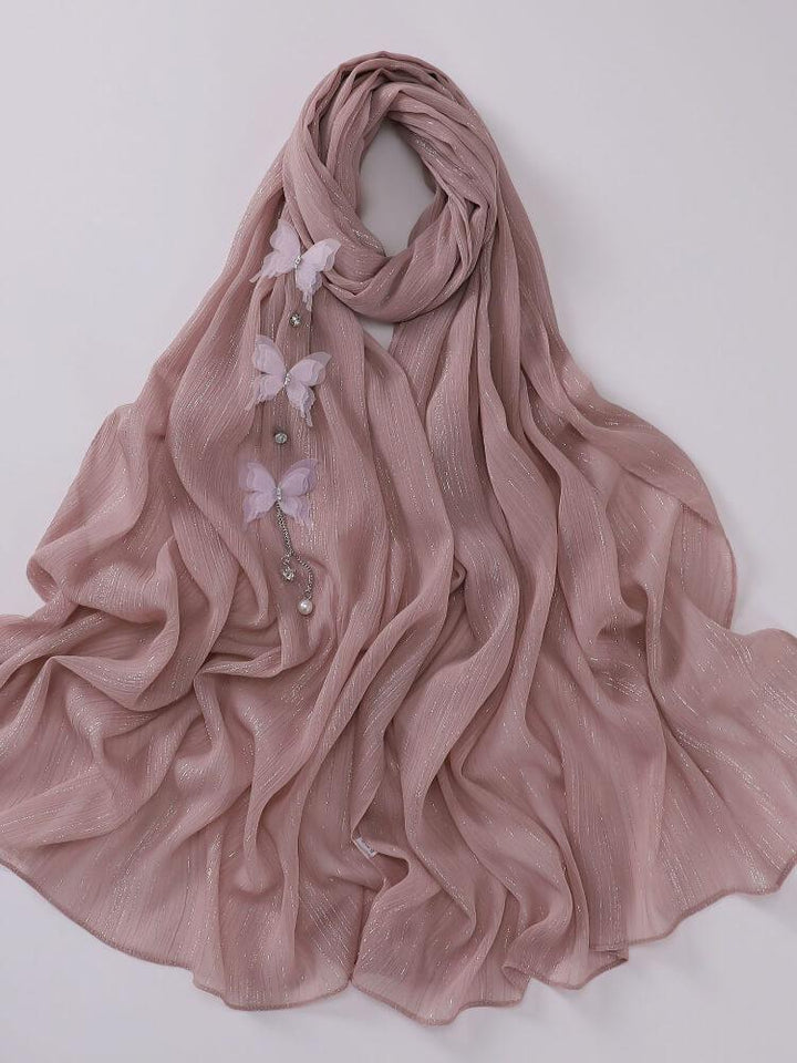 Silver Wrinkled Butterfly Scarf
