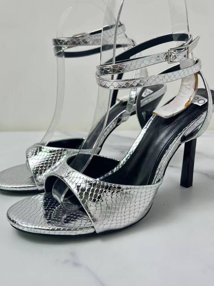Women's Silver Ankle-Trip Sandals