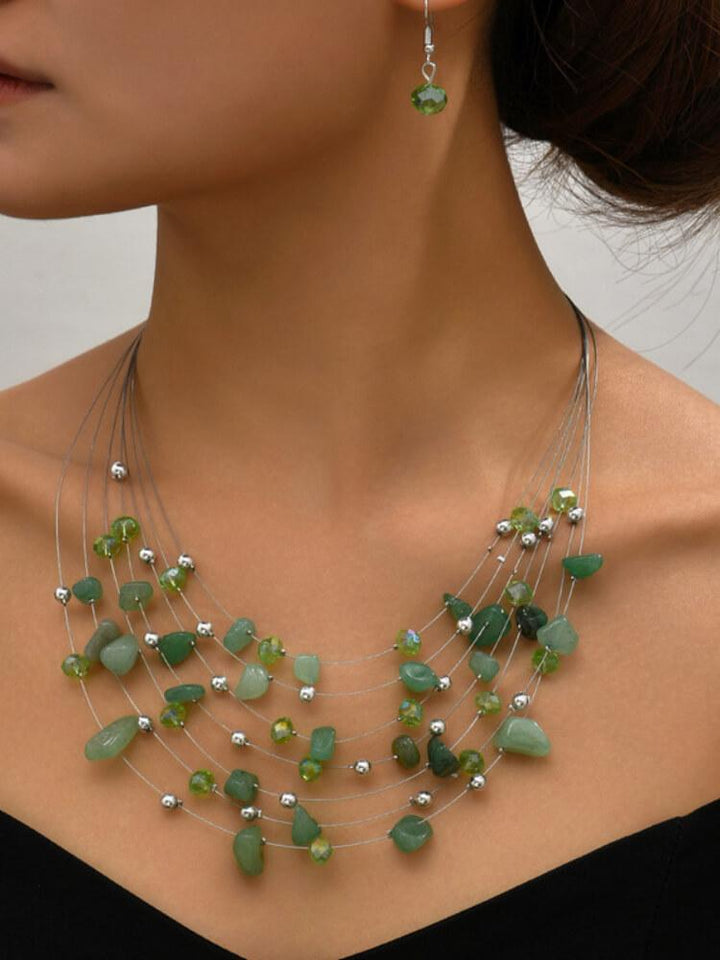 Women's Irregular Crystal Necklace Earrings Sets