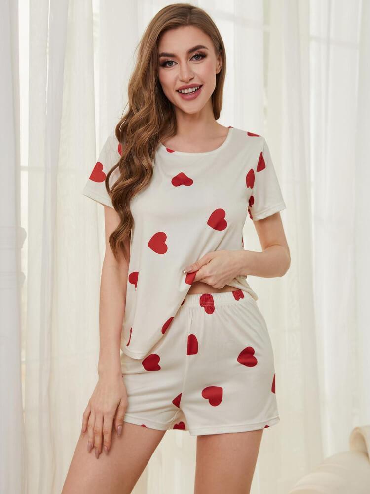 Women's Printed Short-Sleeve Shorts Two-Piece Set