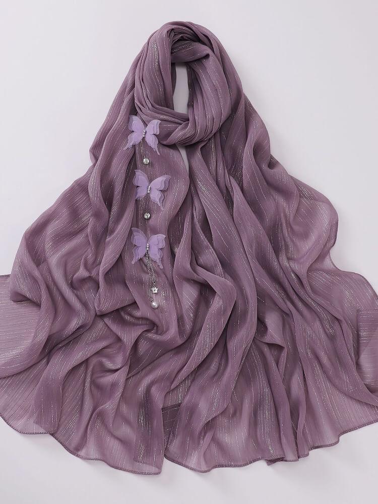 Silver Wrinkled Butterfly Scarf