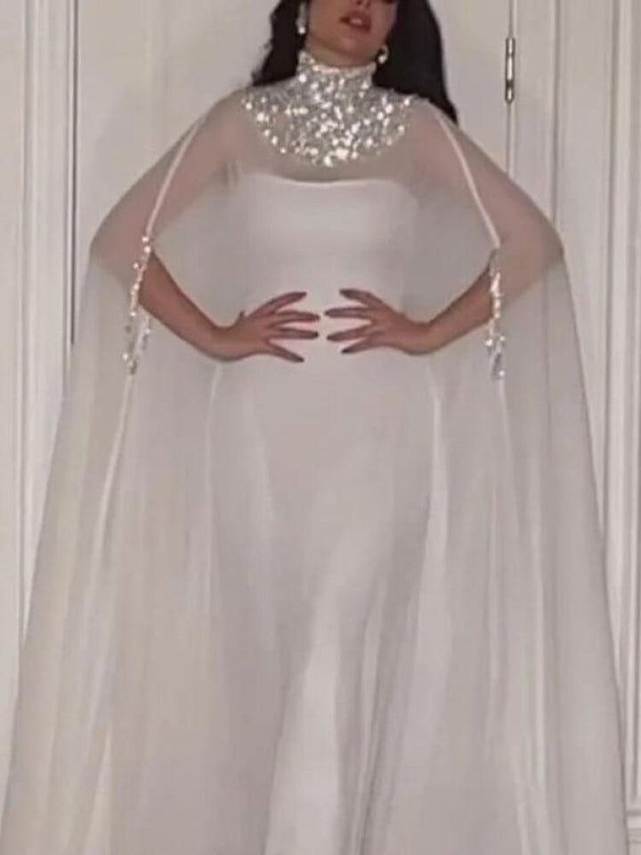 Women's Chiffon Sequined Half-Turtleneck Dress