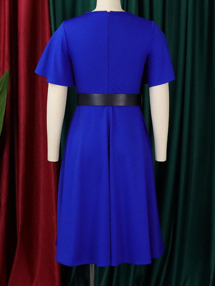 Women's Bell Sleeve Solid Color Dress (Without Brooch)