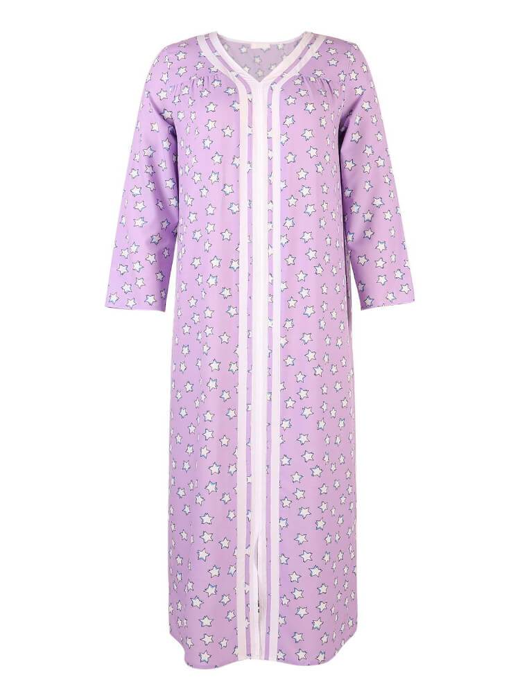 Printed Pullover Home Split Nightgown