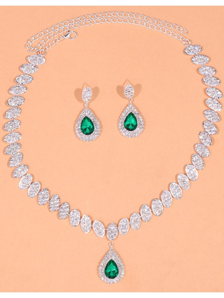 Water Drop Necklace Earrings Two Piece Set