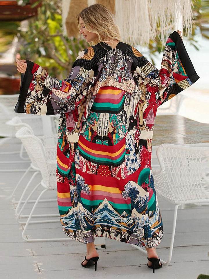 Ethnic Style Long Dress Bikini Sunscreen Beach Blouse
