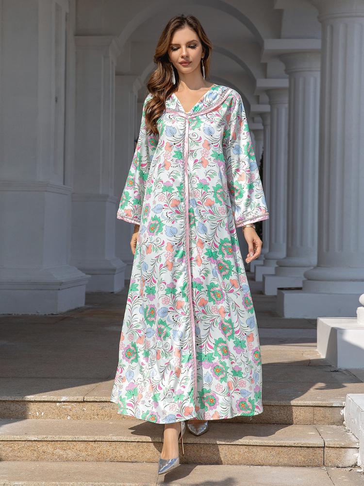 Printed Embroidered Maxi Dress