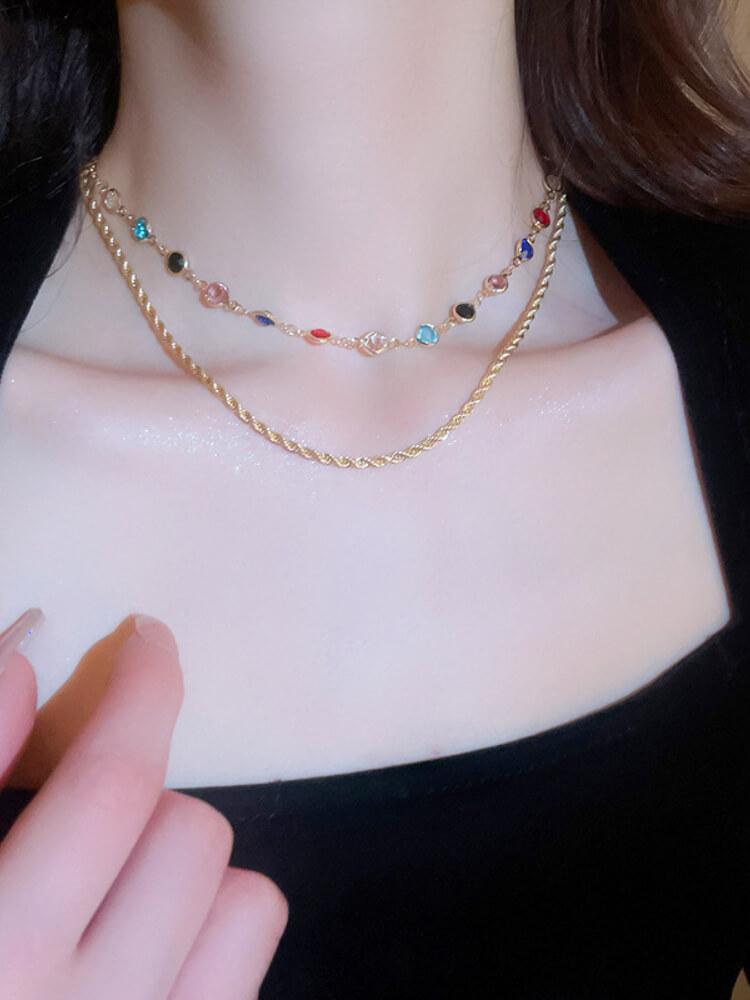 Zircon Double-layer All-match Clavicle Necklace