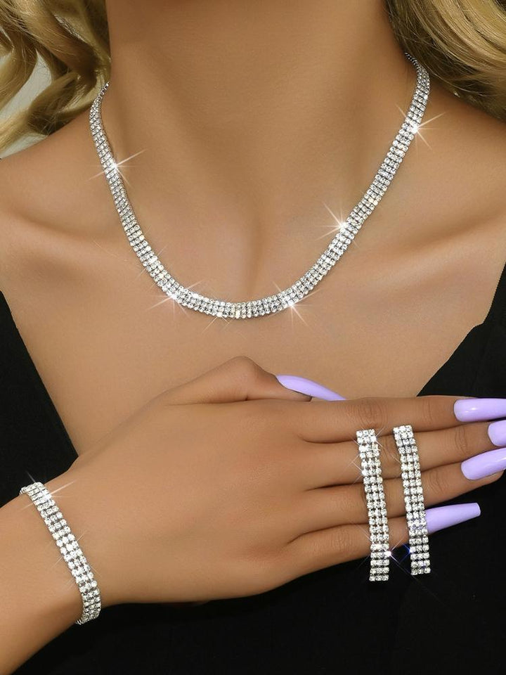 Women's Elegant Bracelet Necklace Earrings Jewelry Sets