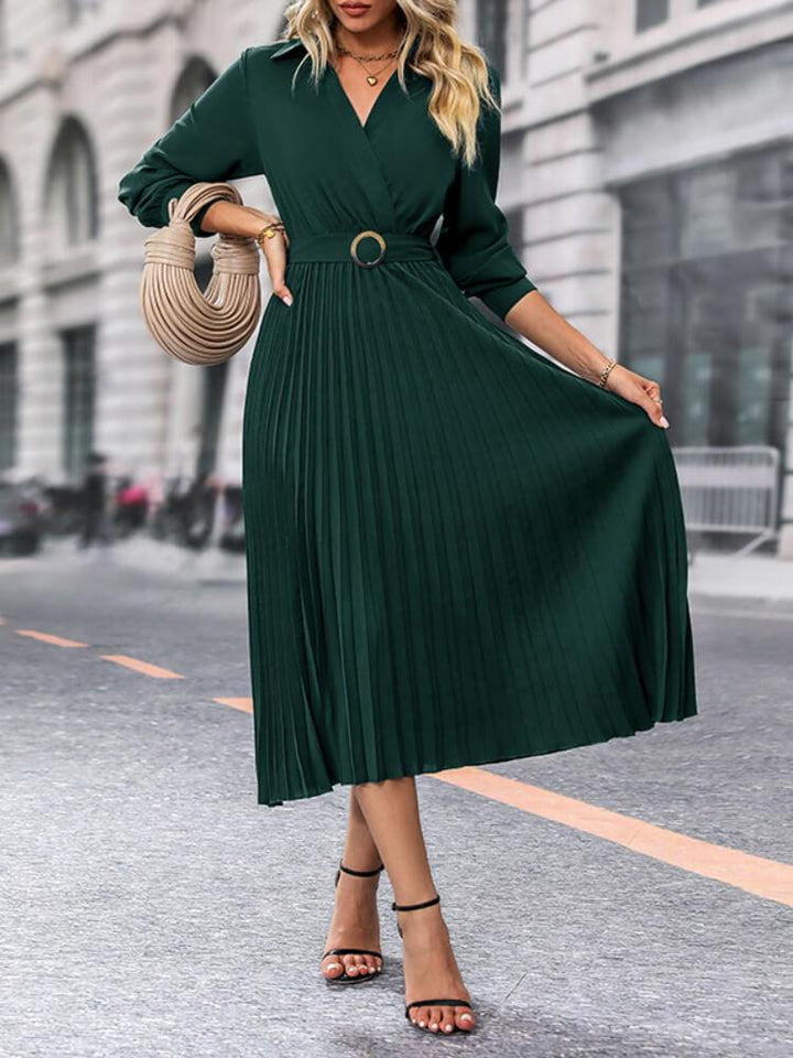 Women's Pleated Solid Color Dress