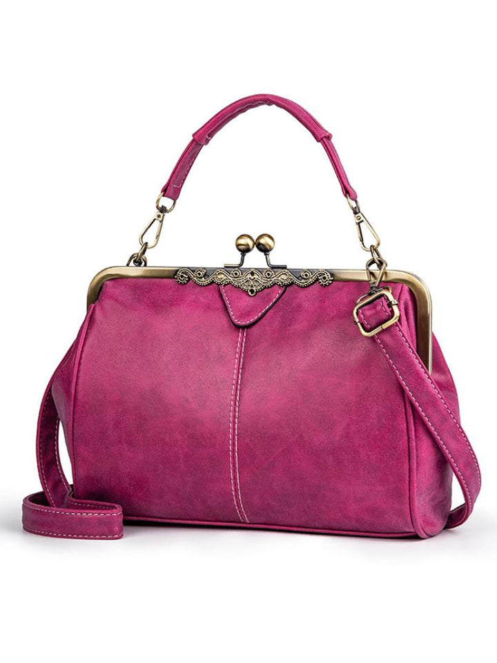 Women's Frosted Leather Clip Bag