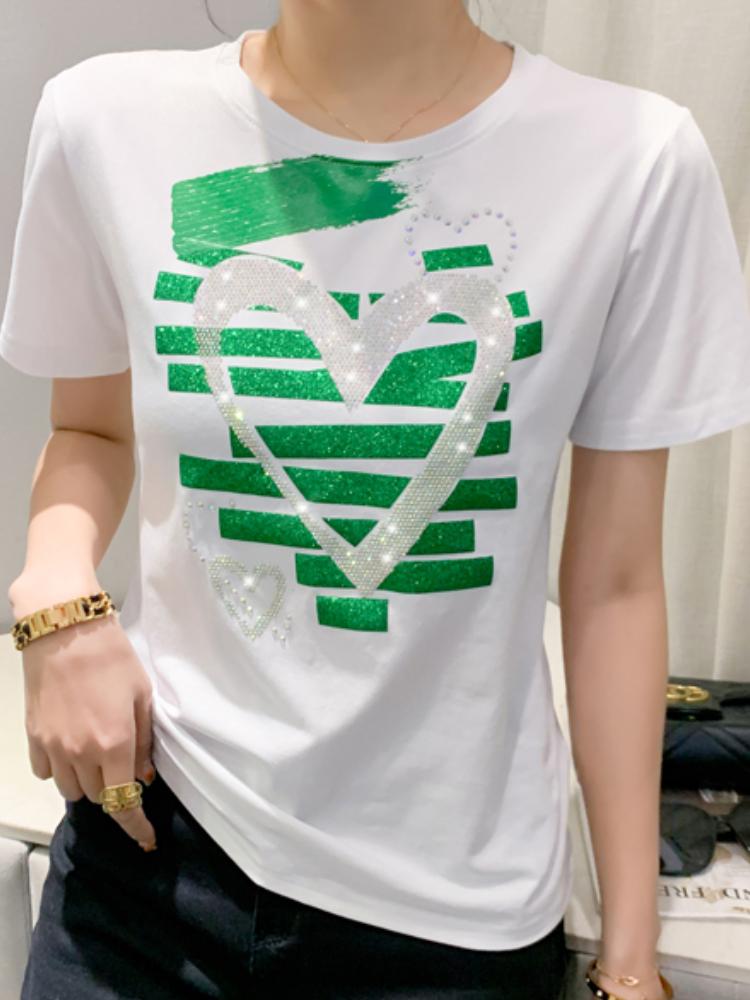 Heart Printed Short-Sleeve T-shirt