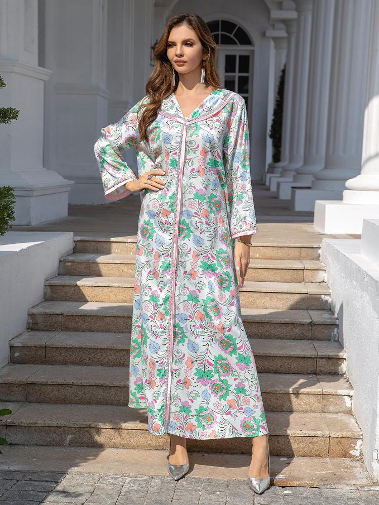 Printed Embroidered Maxi Dress